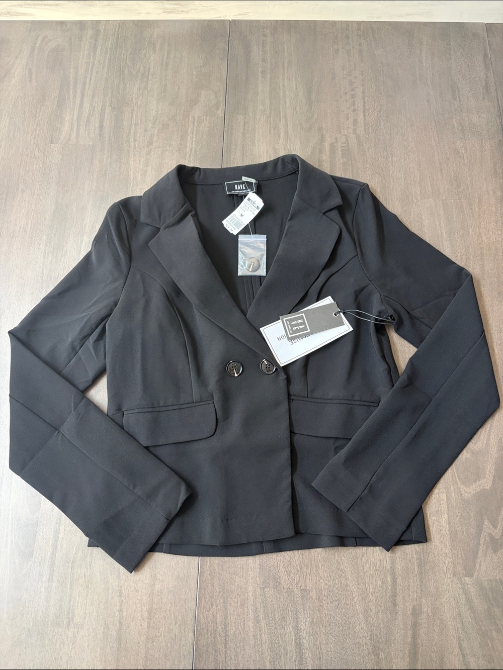 Black Double-Breasted Tailored Blazer